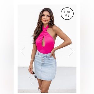 Pink Lily LIGHT WASH DENIM SKIRT (Large)